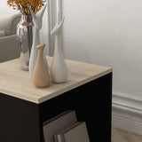 easycomfort easycomfort set da 2 tavolini da caffe con vano porta oggetti in truciolato e acciaio 40x40x45cm nero e quercia