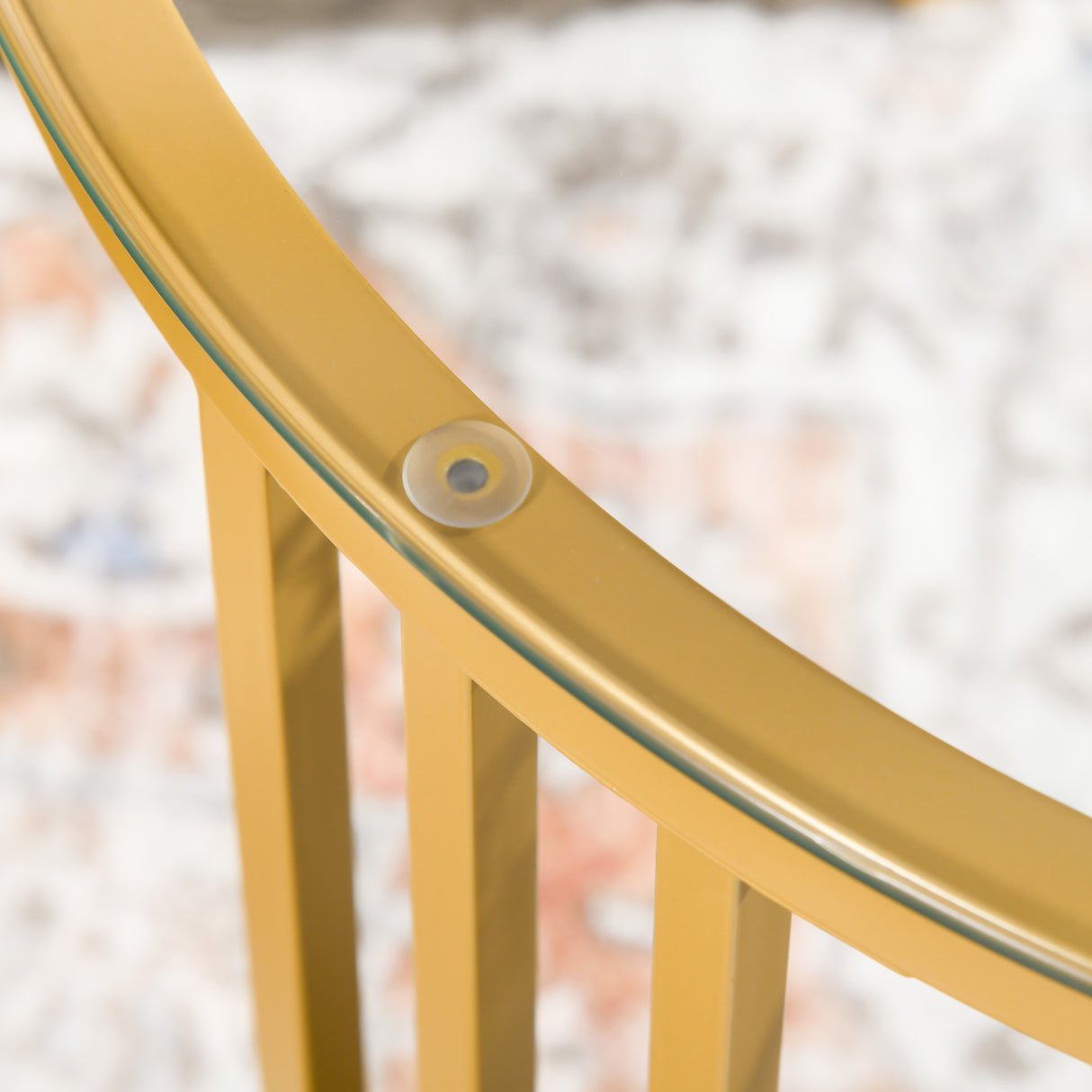 easycomfort easycomfort set 2 tavolini da salotto rotondi con design impilabile 4 ripiani inferiori e 4 ruote oro e rovere