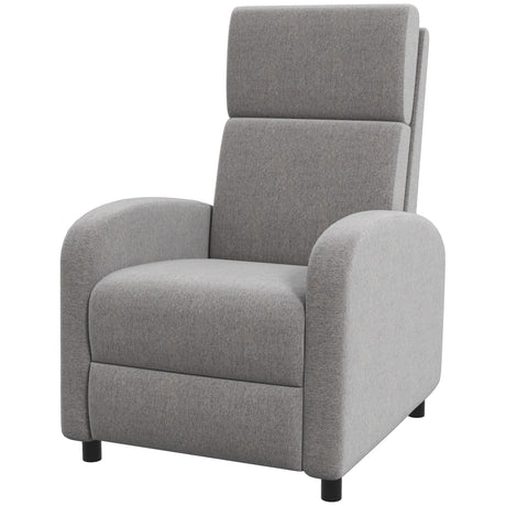 easycomfort easycomfort poltrona reclinabile 160 in tessuto effetto lino con braccioli quadrati 64x86x102 cm grigia