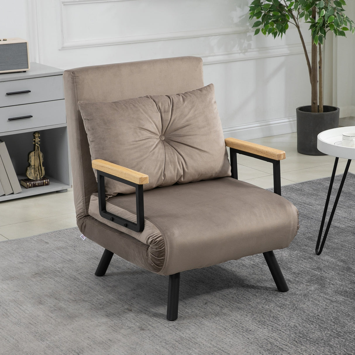 easycomfort easycomfort poltrona letto imbottita 3 in 1 con schienale reclinabile in 5 posizioni e cuscino 63x73x81 cm grigio