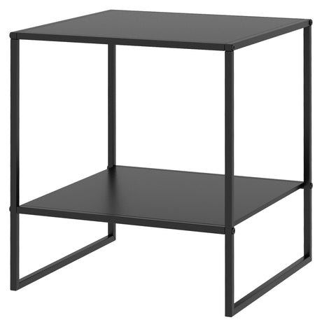 easycomfort easycomfort tavolino da caffe in stile industriale in acciaio a 2 ripiani 40x40x45cm nero