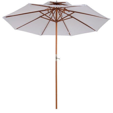 easycomfort easycomfort ombrellone da giardino terrazzo in legno con doppio tetto impermeabile crema 2.7 2.6m