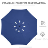 easycomfort easycomfort ombrellone da giardino 3x2 5 inclinabile con manovella e palo smontabile in metallo e poliestere blu