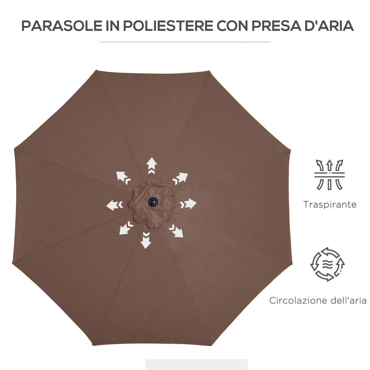 easycomfort easycomfort ombrellone da giardino con manovella e testa inclinabile 300x245cm caffe