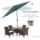 easycomfort easycomfort ombrellone da giardino con manovella e testa inclinabile 300x245cm verde