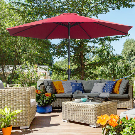 easycomfort easycomfort ombrellone da giardino con manovella e testa inclinabile 300x245cm rosso scuro