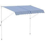 easycomfort easycomfort tenda da sole a bracci 3x1 5m con manovella e struttura telescopica bianco e blu