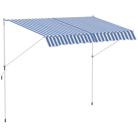 easycomfort easycomfort tenda da sole a bracci 3x1 5m con manovella e struttura telescopica bianco e blu