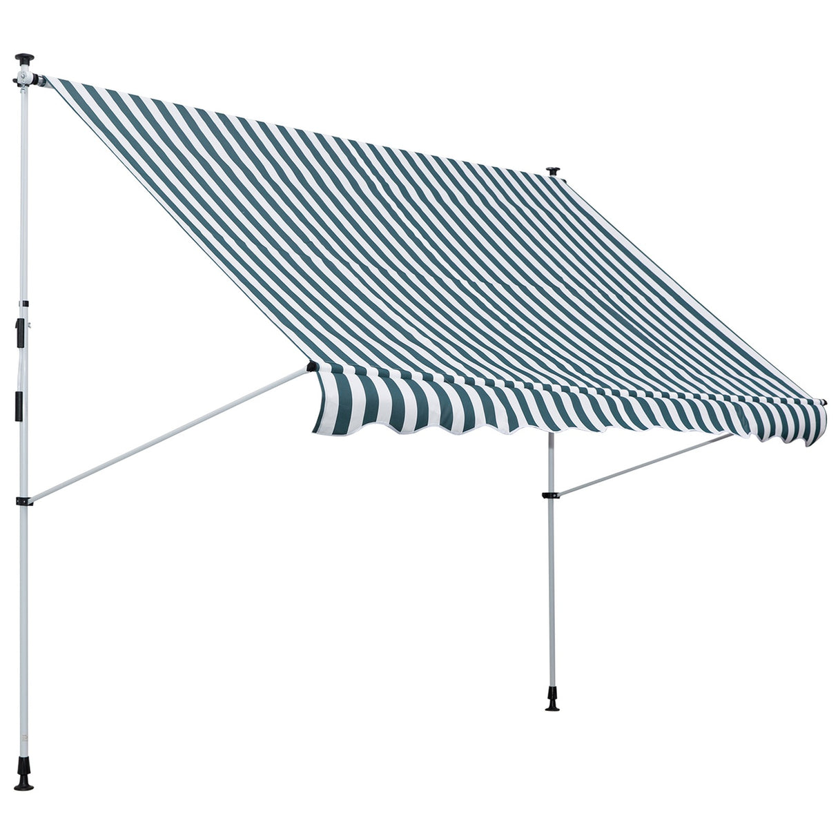 easycomfort tenda da sole a bracci 3x1.5m con manovella e struttura telescopica bianco e verde