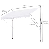 easycomfort easycomfort tenda da sole a muro con pali di supporto bianca 300x150cm