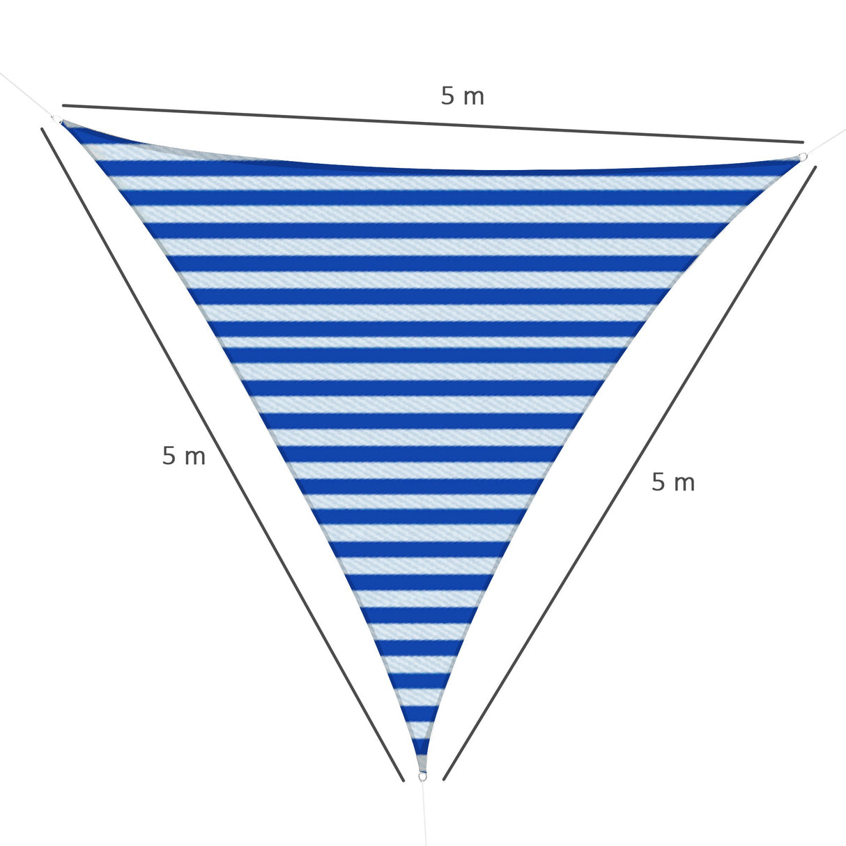 easycomfort tenda da sole vela ombreggiante triangolare 5x5x5m anti uv e traspirante in hdpe bianca e blu