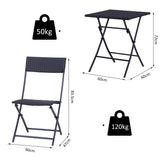easycomfort easycomfort mobili da giardino in rattan set 1 tavolino e 2 sedie da giardino pieghevoli 3pz nero