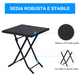 easycomfort easycomfort mobili da giardino in rattan set 1 tavolino e 2 sedie da giardino pieghevoli 3pz nero