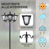 easycomfort lampione da giardino led a energia solare nero 182.5cm