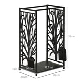easycomfort easycomfort potalegna per camino in acciaio nero e antiruggine con accessori 46 x 29 x 70cm