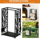 easycomfort easycomfort potalegna per camino in acciaio nero e antiruggine con accessori 46 x 29 x 70cm