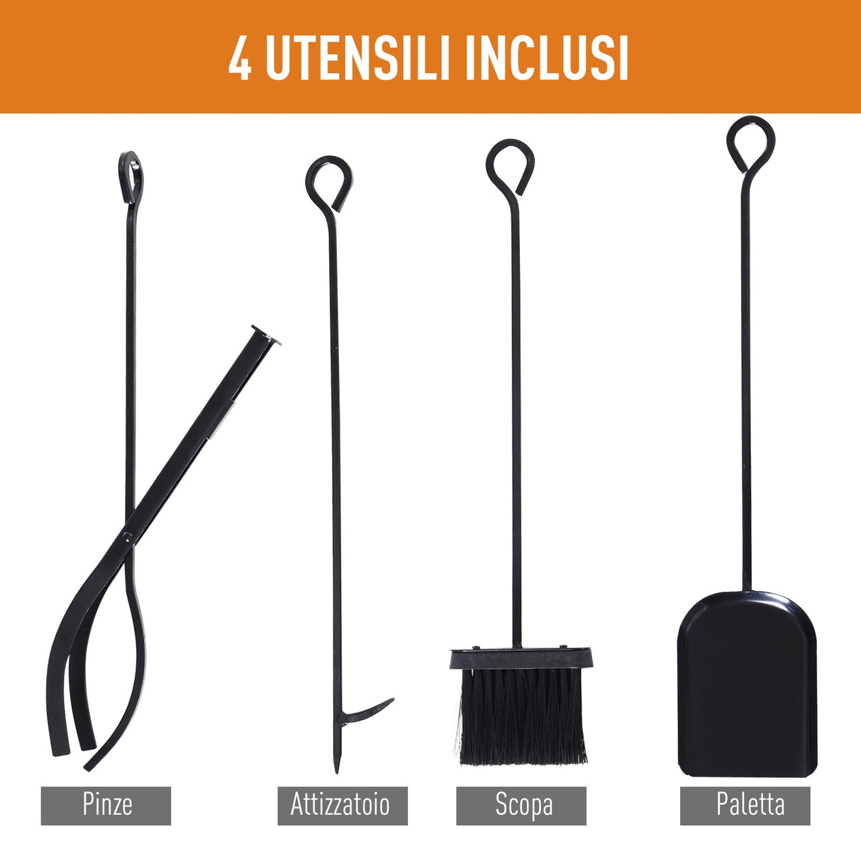 easycomfort easycomfort potalegna per camino in acciaio nero e antiruggine con accessori 46 x 29 x 70cm