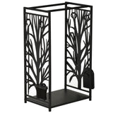 easycomfort easycomfort potalegna per camino in acciaio nero e antiruggine con accessori 46 x 29 x 70cm