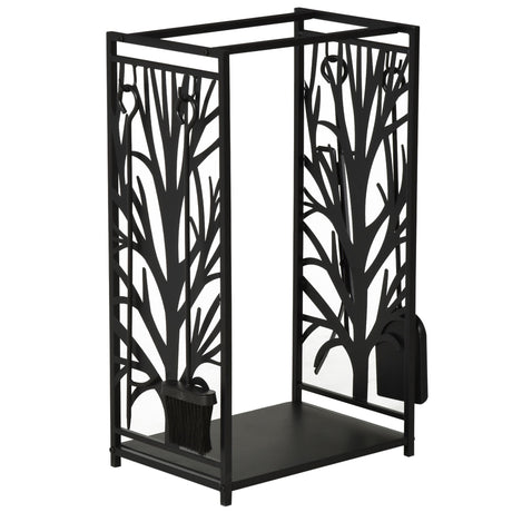 easycomfort easycomfort potalegna per camino in acciaio nero e antiruggine con accessori 46 x 29 x 70cm