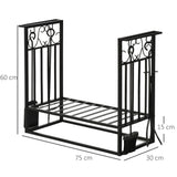 easycomfort easycomfort portalegna in acciaio nero per interni ed esterni con 4 attrezzi inclusi