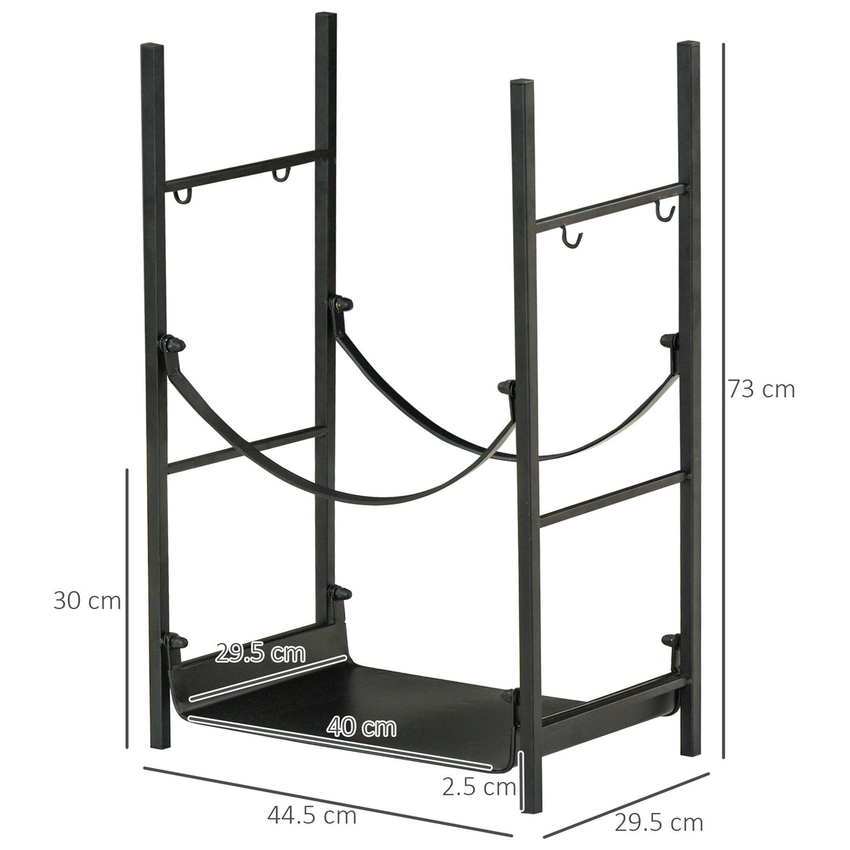 easycomfort portalegna da interno ed esterno in metallo con paletta scopa attizzatoio e pinza nero