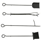 easycomfort portalegna da interno ed esterno in metallo con paletta scopa attizzatoio e pinza nero