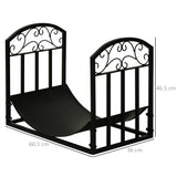 easycomfort portalegna da interno ed esterno in metallo con ripiano curvo fino 60kg di legna nero