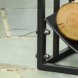 easycomfort portalegna da interno ed esterno in metallo con ripiano curvo fino 60kg di legna nero