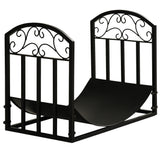 easycomfort portalegna da interno ed esterno in metallo con ripiano curvo fino 60kg di legna nero