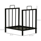 easycomfort portalegna da interno ed esterno in metallo con 2 manici e base rialzata per 50kg di legna nero