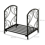 easycomfort portalegna per camino da interno ed esterno in metallo con base rialzata per 50kg di legna 39.5x31.5x39.5cm nero