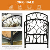 easycomfort portalegna per camino da interno ed esterno in metallo con base rialzata per 50kg di legna 39.5x31.5x39.5cm nero