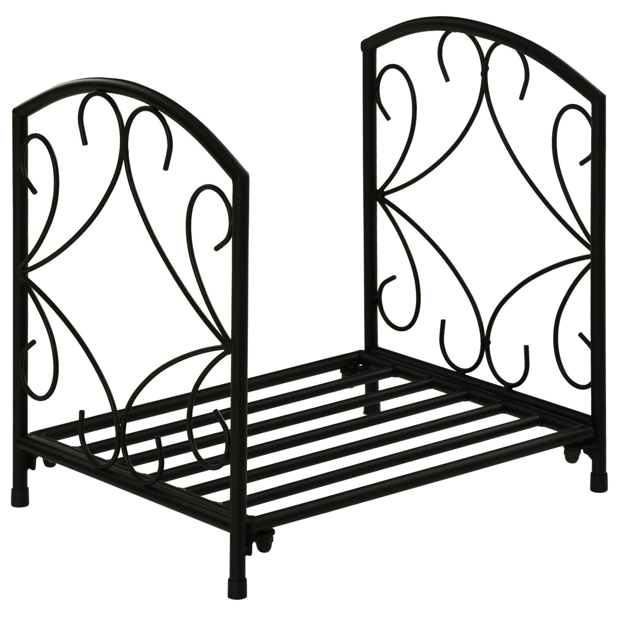 easycomfort portalegna per camino da interno ed esterno in metallo con base rialzata per 50kg di legna 39.5x31.5x39.5cm nero