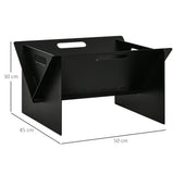 easycomfort braciere da giardino in acciaio quadrato con maniglie 50x45x30cm nero