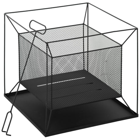 easycomfort braciere da giardino a legna portatile con attizzatoio 45x45x43cm nero