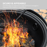 easycomfort braciere da giardino con coperchio parascintille attizzatoio e piano d appoggio in ceramica 68x68x45cm nero