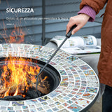 easycomfort braciere da esterno 3 in 1 con tavolino griglia per barbecue e attizzatoio metallo e ceramica 75x75x60cm