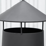 easycomfort braciere da giardino in metallo con camino porta legna e attizzatoio 44.5x133cm nero