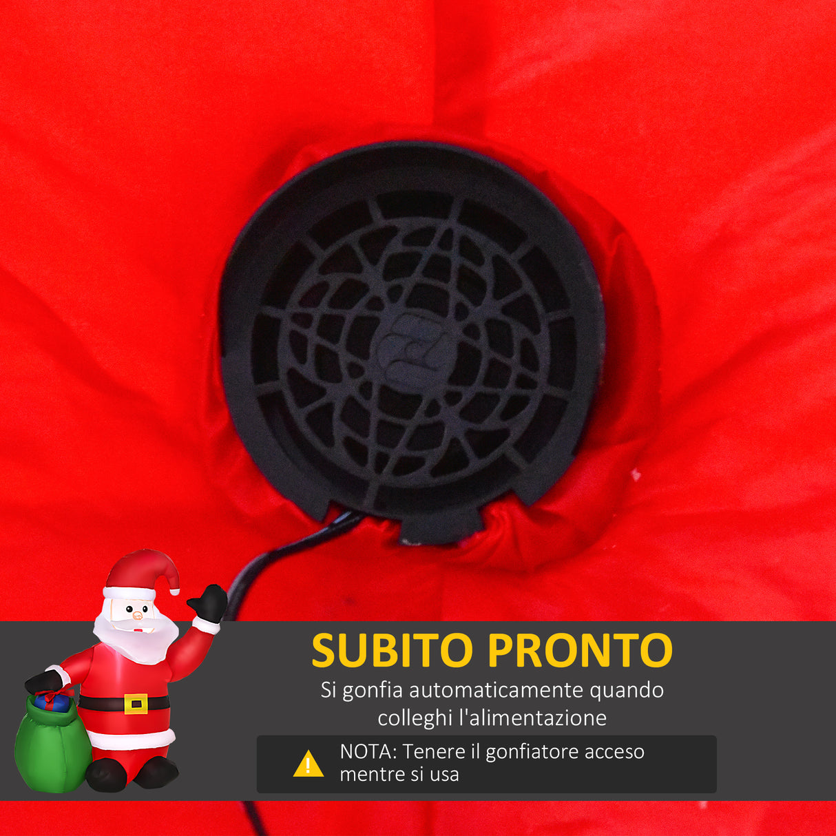 easycomfort easycomfort babbo natale gonfiabile luminoso a led in poliestere con ventilatore 70x45x120cm
