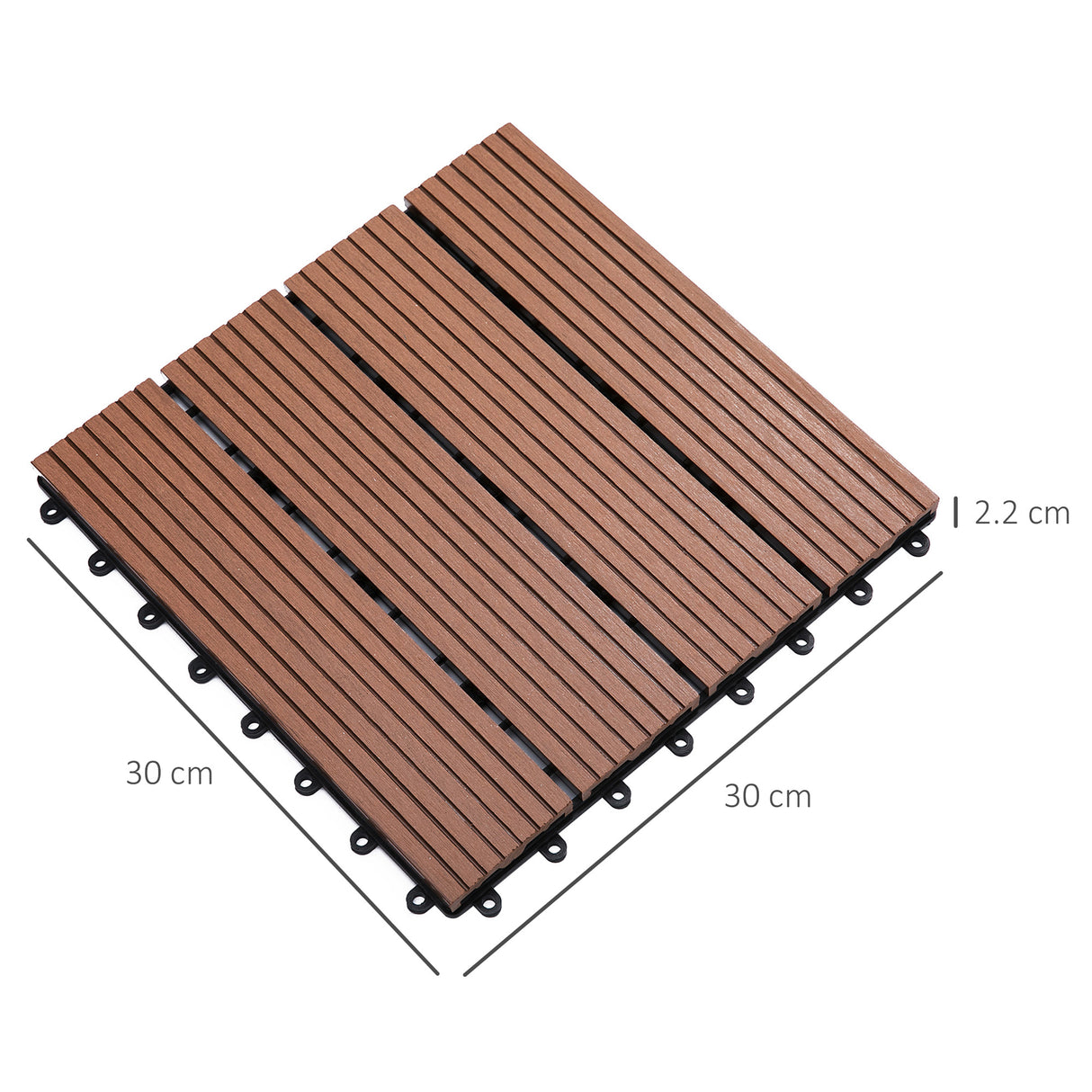 easycomfort easycomfort piastrelle da giardino incastrabili set da 11 mattonelle per esterno pavimentazione giardino marrone 30x30x2.2cm
