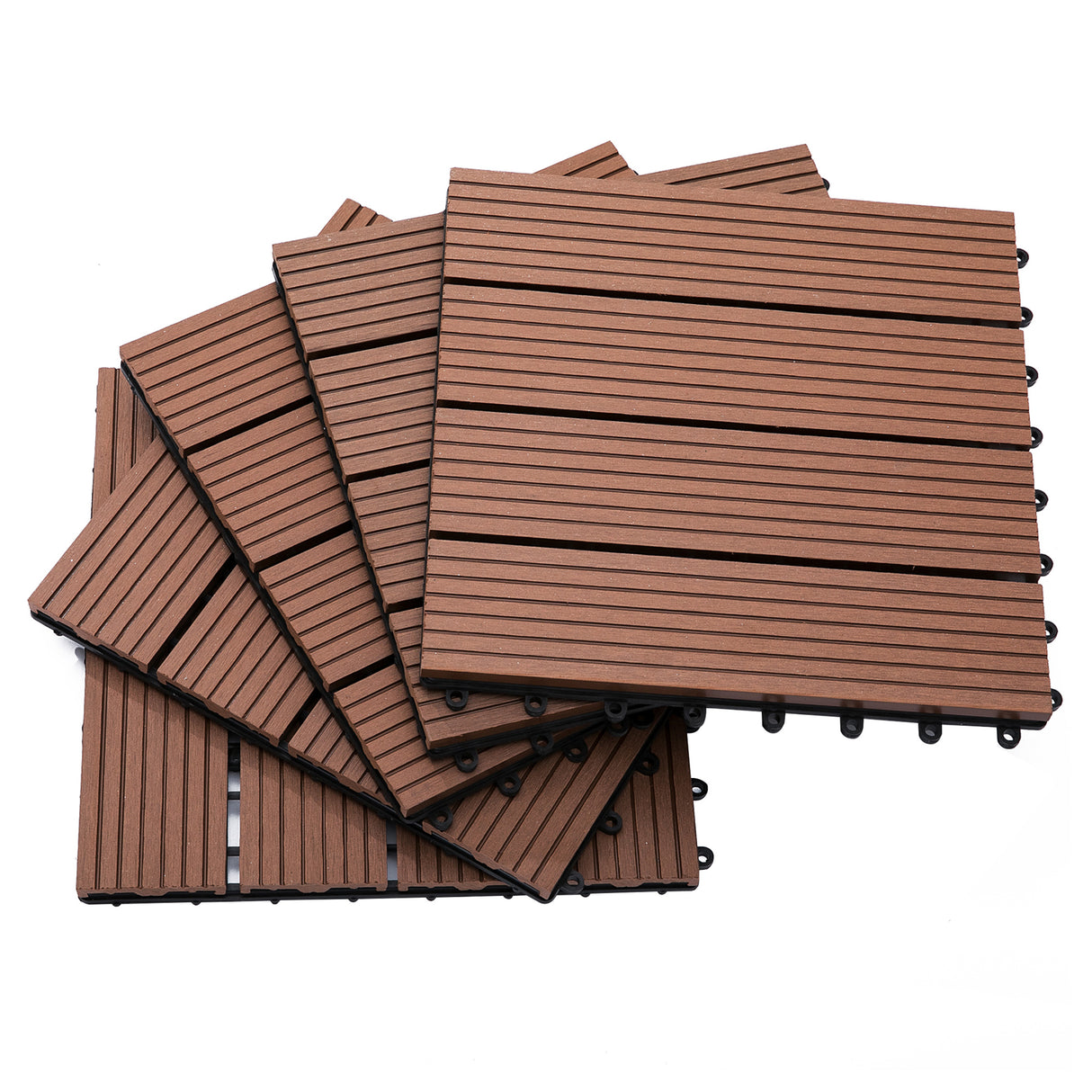 easycomfort easycomfort piastrelle da giardino incastrabili set da 11 mattonelle per esterno pavimentazione giardino marrone 30x30x2.2cm