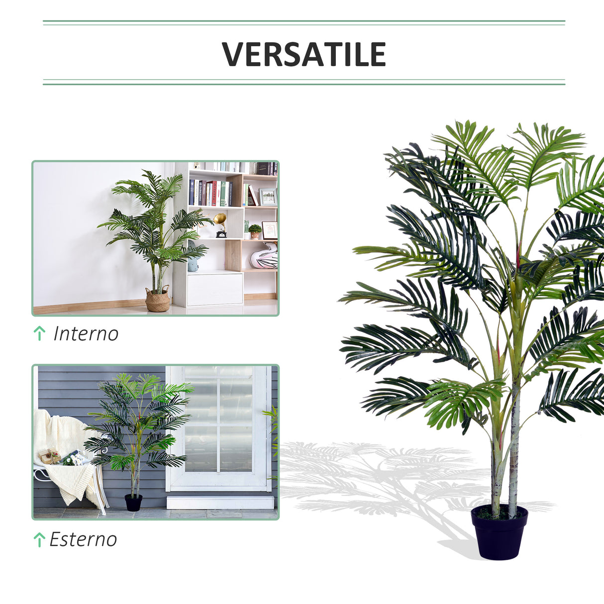 easycomfort pianta finta palma artificiale in vaso da 150cm per interni ed esterni
