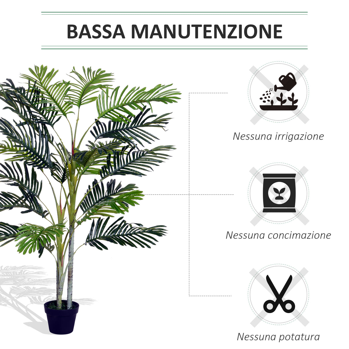 easycomfort pianta finta palma artificiale in vaso da 150cm per interni ed esterni