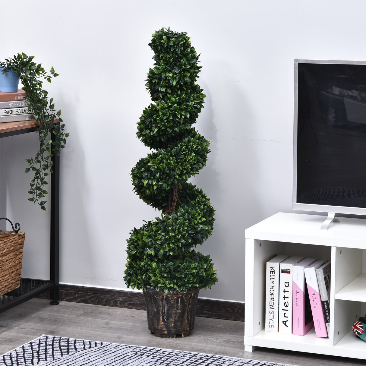 easycomfort easycomfort pianta artificiale bosso a spirale da esterno e interno con vaso 32 x 112cm