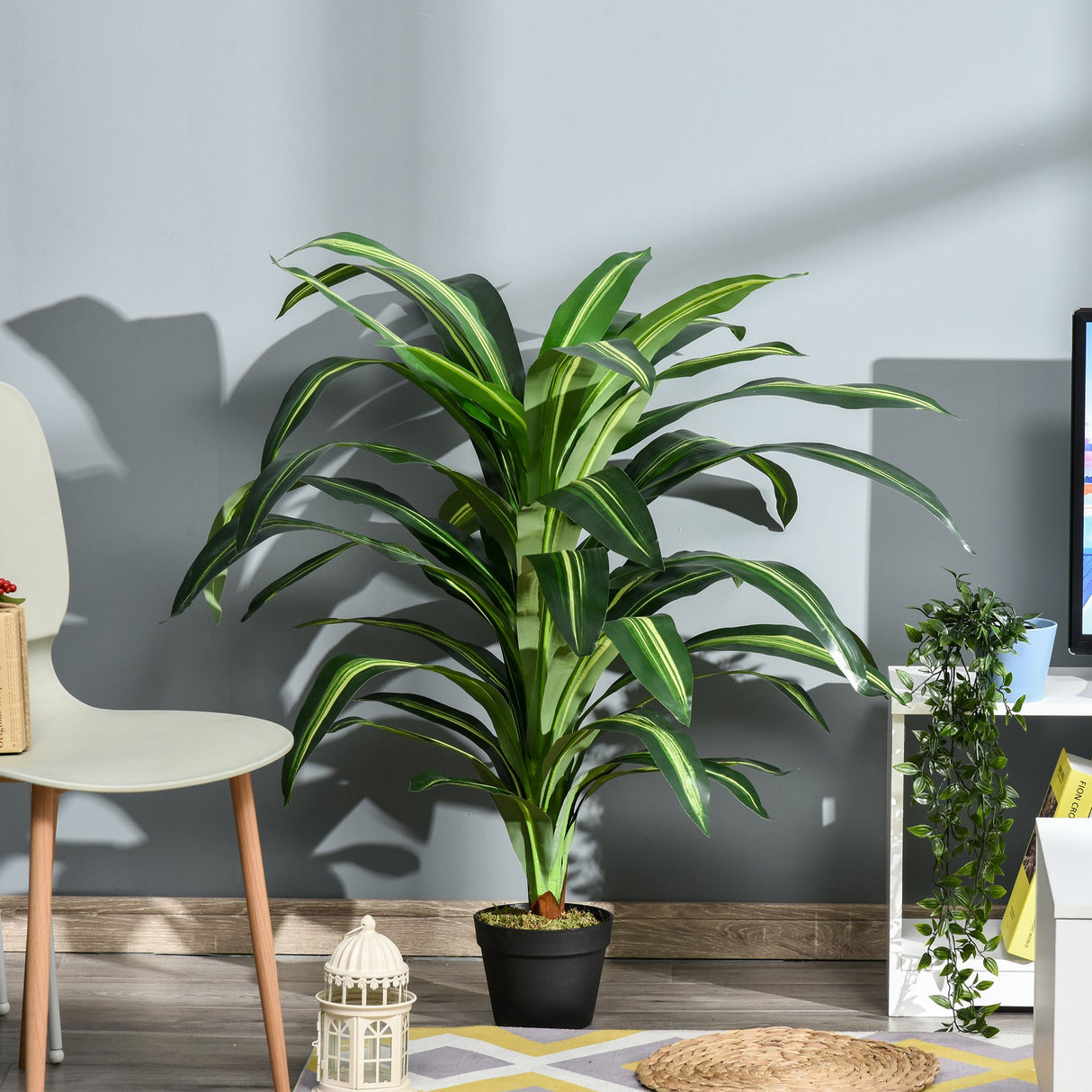 easycomfort easycomfort pianta tropicale decorativa dracena finta in plastica con vaso