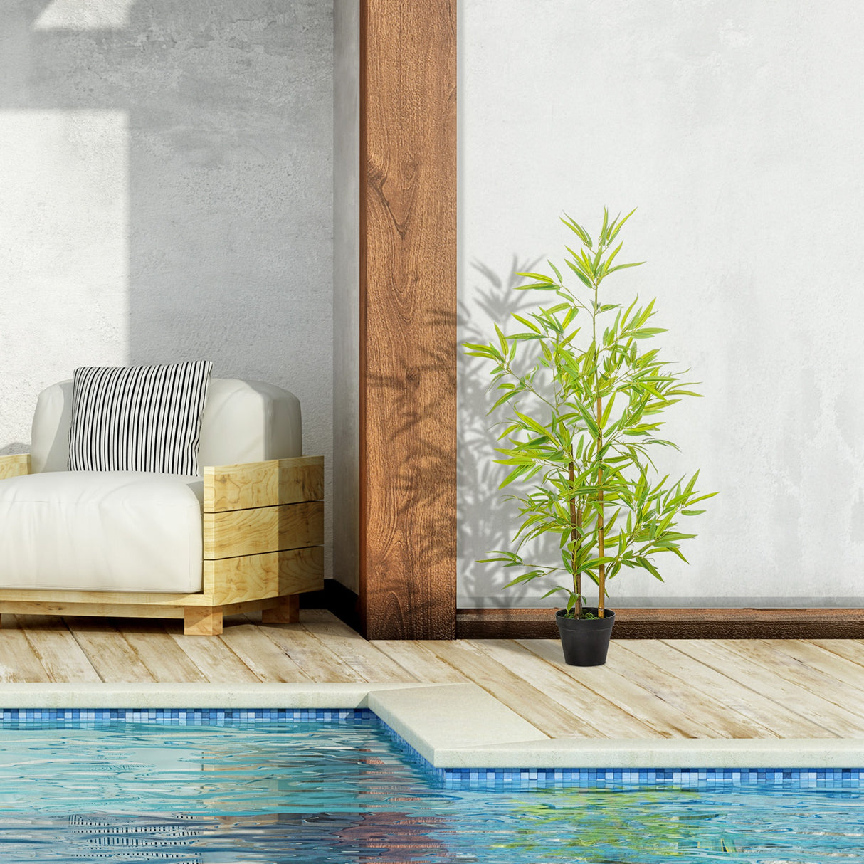 easycomfort easycomfort bambu in vaso artificiale per interno ed esterno alta 120cm verde