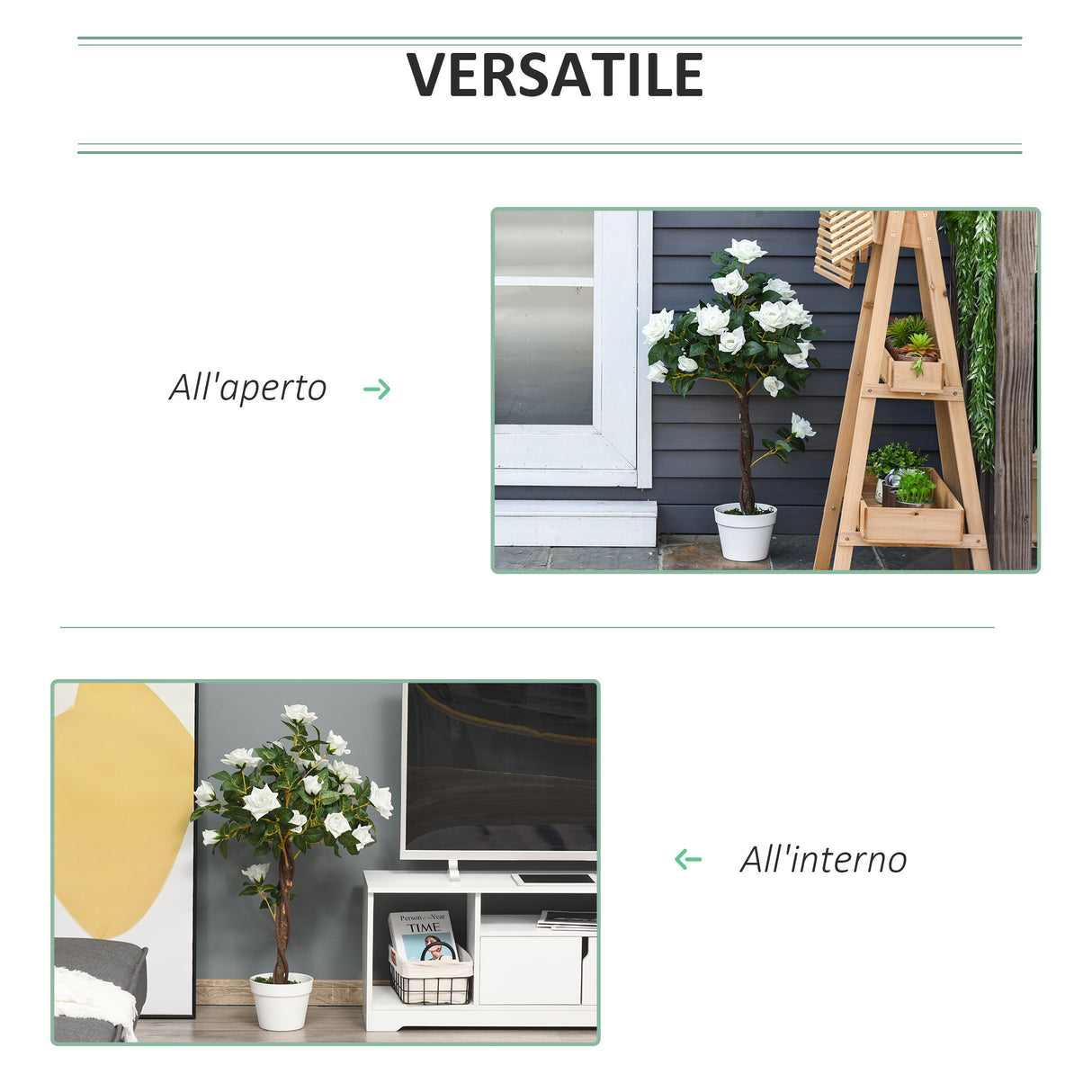 easycomfort easycomfort camelia alberello artificiale con 21 fiori e vaso alta 90cm