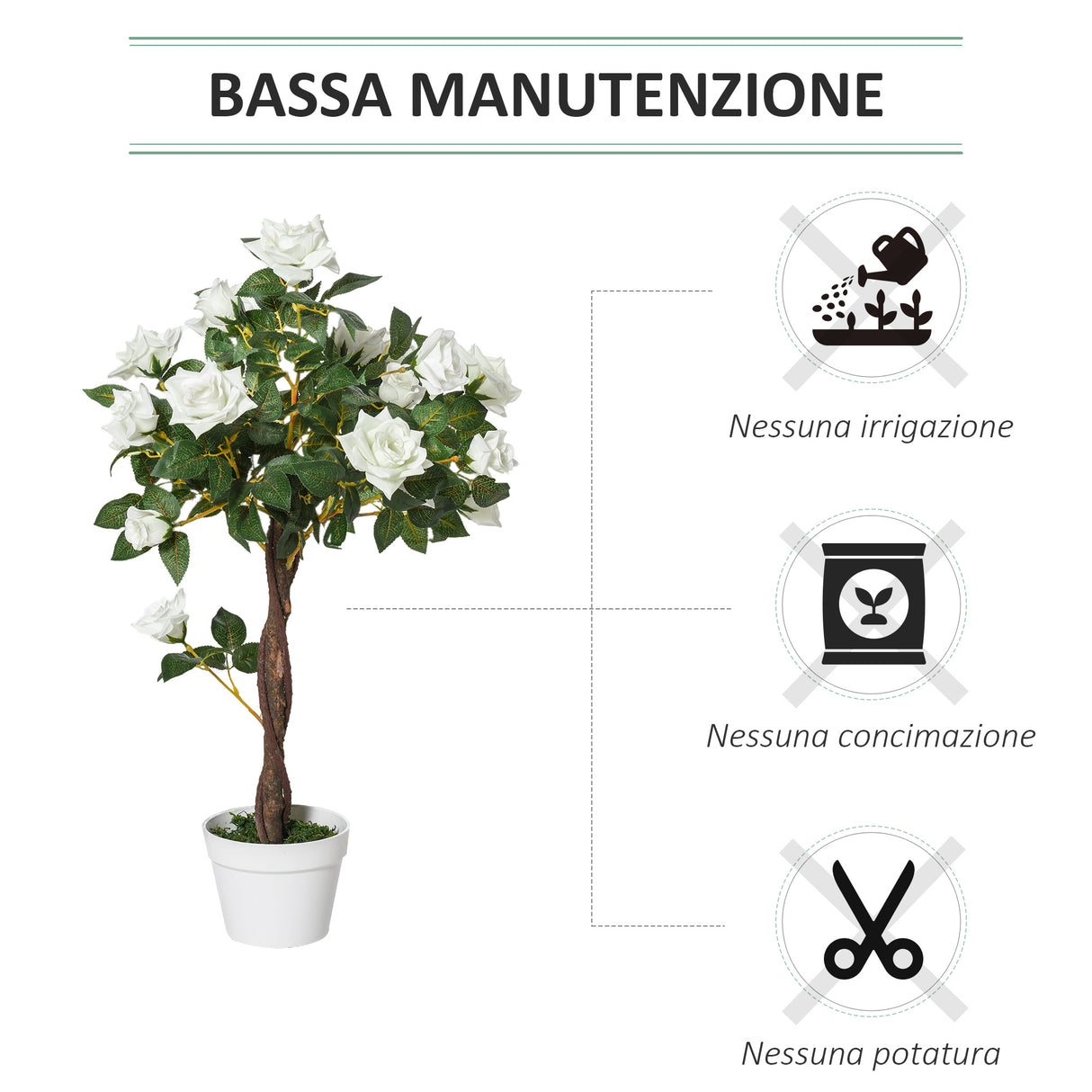 easycomfort easycomfort camelia alberello artificiale con 21 fiori e vaso alta 90cm