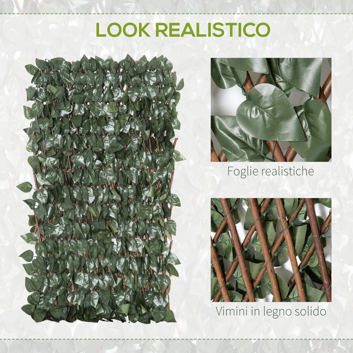 easycomfort finta siepe 8 pezzi parete verde estensibile per esterni in legno e poliestere 200x100cm
