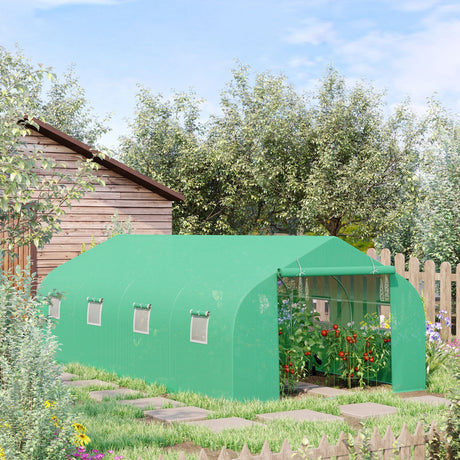 easycomfort easycomfort serra da giardino a tunnel con 8 finestre e porta avvolgibile 6x3x2m